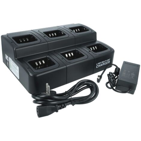 vhbw 6-fach Ladegerät kompatibel mit Kenwood TK-2302E, TK-2300VP Funkgerät-Akkus - Ladestation + Stromkabel, 9 - 12 V, 6 A (1/5)