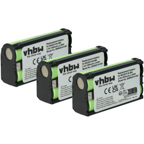 vhbw 3x Akku kompatibel mit Sennheiser EK 100 G4, 2015FM, EK 2000, EK 1038, EK 100 G3 Wireless Headset Kopfhörer (1500 mAh, 2,4 V, NiMH) (1/5)