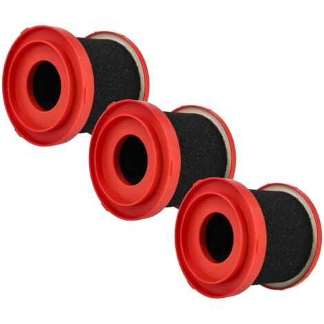 vhbw 3x Nassfilter kompatibel mit Milwaukee M12FVCL, M18FPOVCL, M18VC2, 0970-20 - M18 Staubsauger - Schaumstoff / Kunststoff Rot Schwarz (1/5)