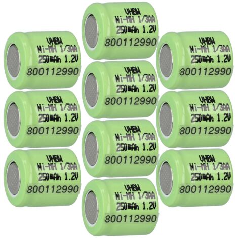 Batterie Vhbw 1/3AA 250mAh 1,2V NiMH – Remplacement Pour Modèles RC, Voitures, Hélicoptères, Avions