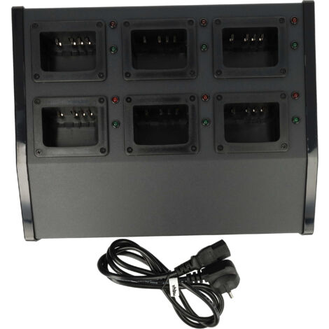 vhbw 6-fach Ladegerät kompatibel mit Kenwood KNB-24L, KNB-24, KNB-24Li Funkgerät-Akkus - Ladestation + Stromkabel, 12 V, 6 A (1/5)