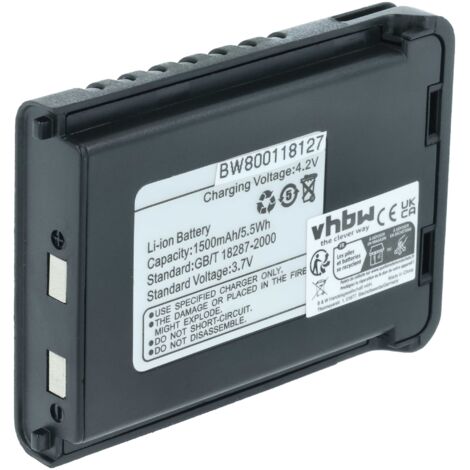vhbw 1x Akku kompatibel mit Baofeng UV-3R Mark II, UV-3R+, UV-3R Funkgerät, Walkie Talkie (1500 mAh, 3,7 V, Li-Ion)