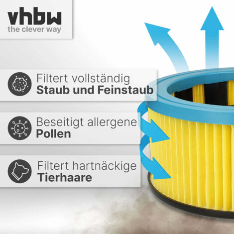 vhbw Faltenfilter kompatibel mit Starmix ADL-1420 EHP, AS 1020 PH, AS 1220 P+, AS 1232 PG+ Nass- und Trockensauger - Filter, Patronenfilter