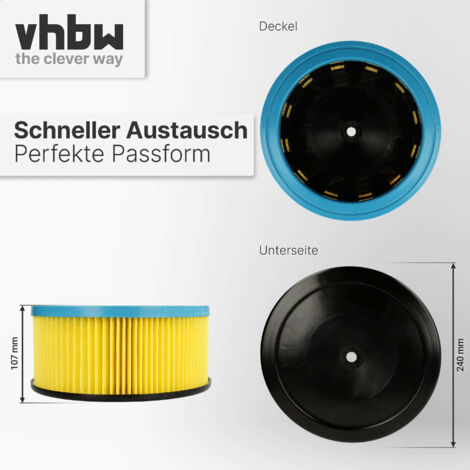 vhbw Faltenfilter kompatibel mit Starmix ADL-1420 EHP, AS 1020 PH, AS 1220 P+, AS 1232 PG+ Nass- und Trockensauger - Filter, Patronenfilter