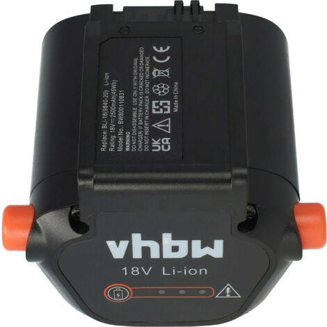 vhbw Akku kompatibel mit Gardena Accu Hedge Trimmer EasyCut Li-18/50 (8877-20) ersetzt BLi-18 (9840-20, 9839-20) - (Li-Ion, 2500mAh, 18V)