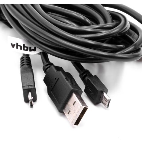 vhbw Ladekabel Micro-USB Y-Kabel Splitter extra lang 3.41m kompatibel mit z.B. Sony PS4 DualShock 4 Controller Spielekonsole