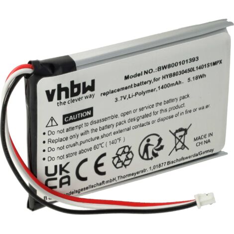 vhbw 1x Akku kompatibel mit VDO Dayton PN1000, PN3000, PN2050 GPS Navigation Navi (1400 mAh, 3,7 V, Li-Ion) - Ersatz für HYB8030450L1401S1MPX, MA3060
