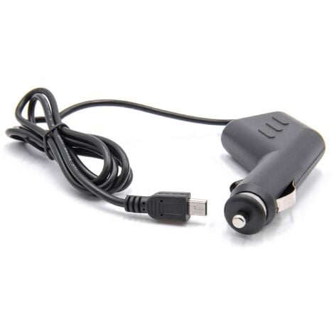 vhbw Autoladekabel Mini-USB 12V Zigarettenanzünder Adapter 1,0 A für GPS,  Mp3-Player, Navi Schwarz