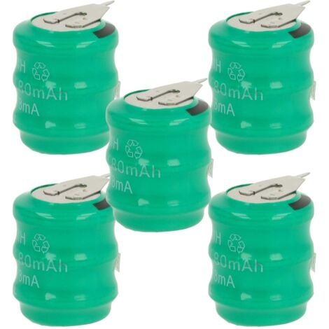 Vhbw 5x NiMH Batteria A Bottone Di Ricambio 2 Pin Tipo 1/V80H 80mAh 1,2V Compatibile Con Batterie Compatibile Con Modellismo, Luci Solari Ecc - Foto 10