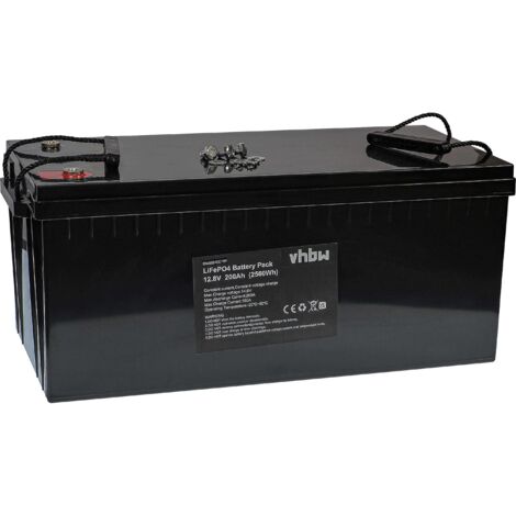 vhbw Akku Bordbatterie für Wohnwagen, Boot, Camping, Wohnmobil (200Ah, 12,8V, LiFePO4)