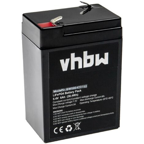 vhbw Akku Bordbatterie kompatibel mit Wohnwagen, Boot, Camping, Wohnmobil  (6Ah, 6,4V, LiFePO4)