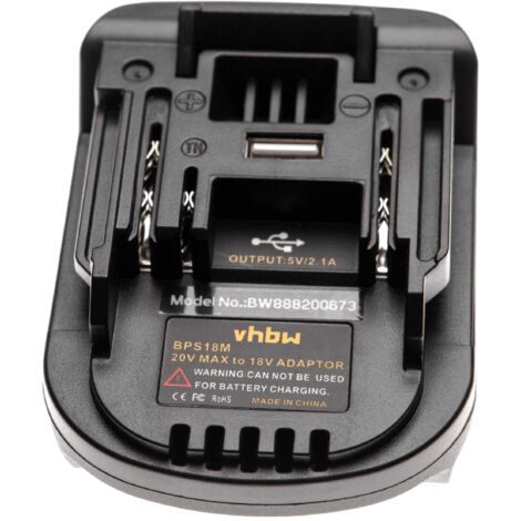 vhbw Akku-Adapter kompatibel mit Black & Decker Elektrowerkzeug / Akku - Adapter für 20 V Li-Ion Akkus auf 18 V Akkus kompatibel mit Makita-Geräten