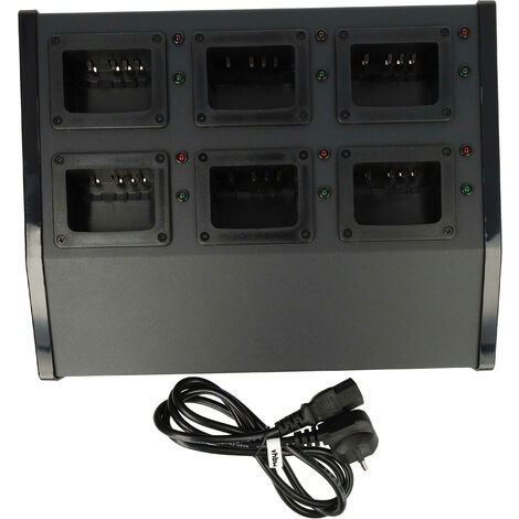 vhbw 6-fach Ladegerät kompatibel mit Kenwood NX-420K3, NX-320E3, NX-420 Funkgerät-Akkus - Ladestation + Stromkabel, 12 V, 6 A (1/5)
