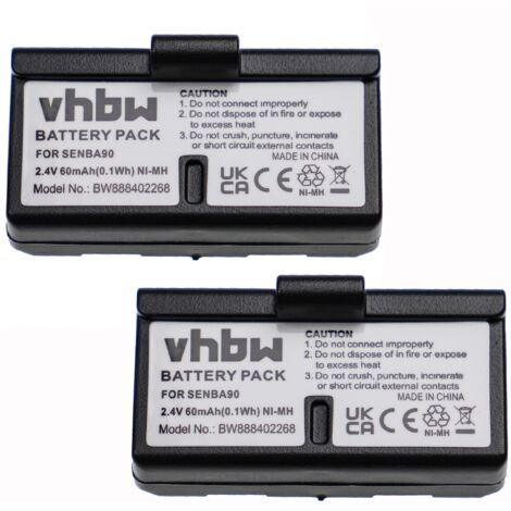 vhbw 2x Akku kompatibel mit Sennheiser S180, RI100, SET100, RI100-A/RI100-J, Set 180 Wireless Headset Kopfhörer (60mAh, 2,4V, NiMH) (1/4)