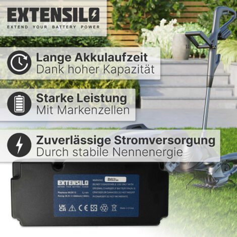 EXTENSILO Akku kompatibel mit Gardenline R800Easy Rasenroboter