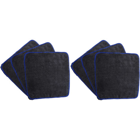 vhbw 6x Pflegetuch für Auto, Motorrad - Mikrofasertücher 40 x 40 cm,  Waschbar, Wiederverwendbar Schwarz Blau