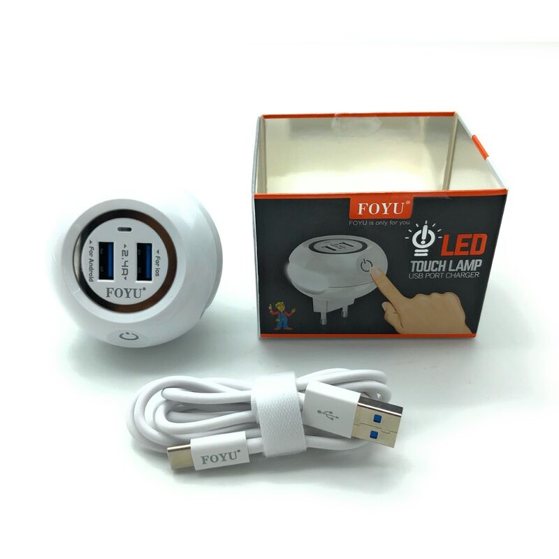 Luce Notturna Con Doppia Presa USB Lampada LED Touch 2.4A Cavo USB-C
