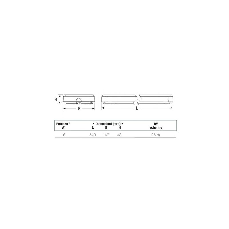 Beghelli - 8587 - LAMPADA EMERGENZA TICINQUE IP65 LED 18WSA8P