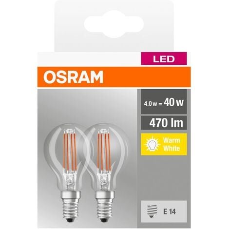 Osram Lampadine LED A Sfera 4W Attacco E14 Luce Calda 2700K Confezione da 2