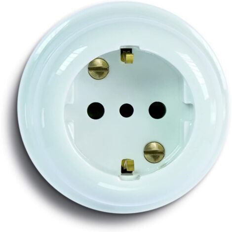 Presa Tedesca Schuko in ceramica Fanton 16A da parete Bianco 84011
