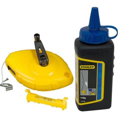 Set Tracciatore 30M Con Livello Di Linea E Flacone Polvere Blu Stanley 0-47-443