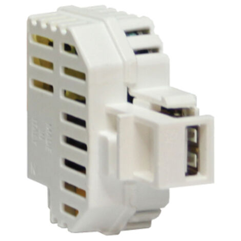 FANTON 82890 Caricatutto alimentatore da incasso con aggancio KEYSTONE, 1 presa USB-A 5V 2,1A