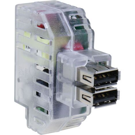 Alimentatore da incasso keystone 2 prese usb-a 5v 2,4a grigio trasparente fanton 82892