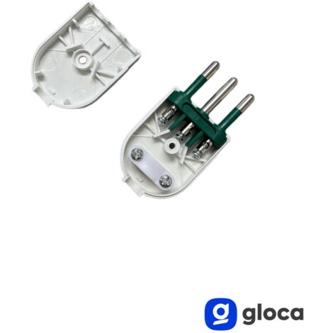 Set De 5 Fiches Plates Gain De Place Gloca – 10A 250V, Blanc, Standard Italien
