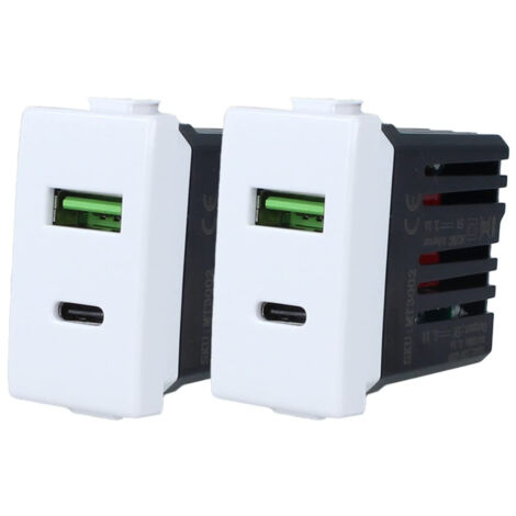 Gloca Set Mit 2 USB-Wandsteckdosen Typ A + Typ C – 3,1 A, 230 V, Kompatibel Mit Matix-Serie