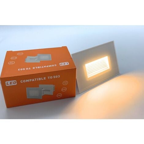 Segnapasso Led 4W Incasso Cassetta 503 Ip65 Cornice Vetro Bianco Luce Calda 3000K