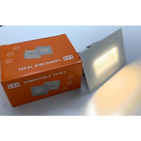 Segnapasso Led 4W Incasso Cassetta 503 Ip65 Cornice Vetro Bianco Luce Naturale 4000K