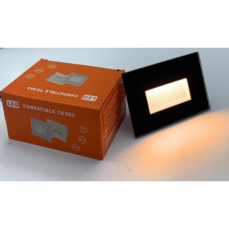 Segnapasso Led 4W Incasso Cassetta 503 Ip65 Cornice Vetro Nero Luce Calda 3000K