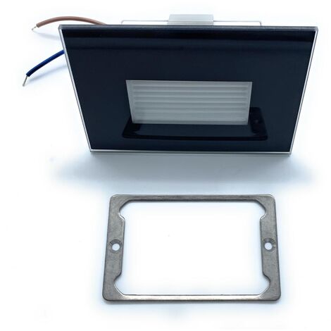 Segnapasso Led 4W Incasso Cassetta 503 Ip65 Cornice Vetro Nero Luce Calda 3000K