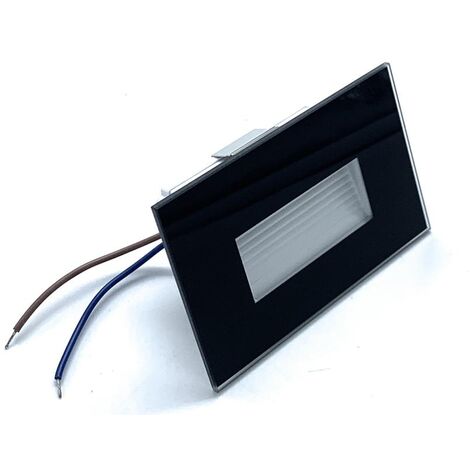 Segnapasso Led 4W Incasso Cassetta 503 Ip65 Cornice Vetro Nero Luce Calda 3000K