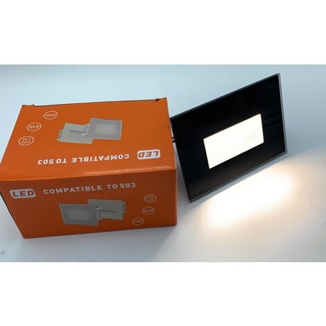 Segnapasso Led 4W Incasso Cassetta 503 Ip65 Cornice Vetro Nero Luce Naturale 4000K