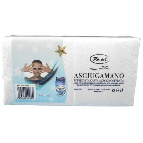 Asciugamani Usa e Getta Roial Carta a Secco 60 Pezzi