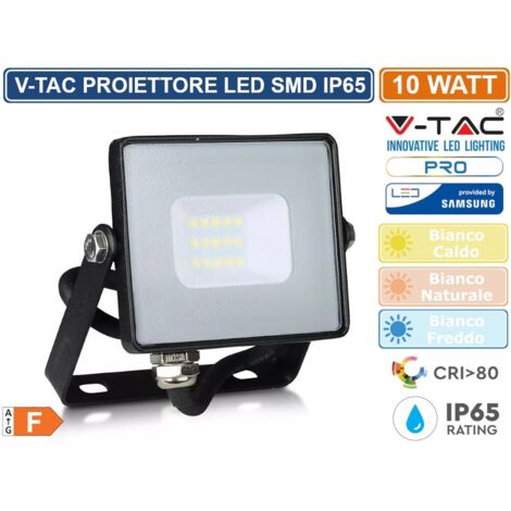 Faro Nero LED IP65 10W ultrasottile Chip Samsung V-TAC PRO VT-10B 3000K SKU 424