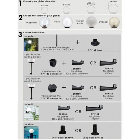 Sfera Da Esterno VELAMP APOLUX 300mm | IP44 Per Giardino - Attacco E27