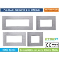 Placca In Alluminio Serie Solar 6P Colore Silver Lucido Compatibile Con Bticino Matix
