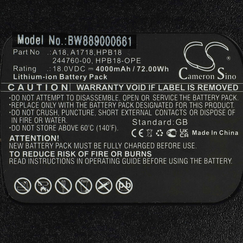 3x 1.5Ah Battery for Black & Decker 18V HPB18 A1718 FS18FL