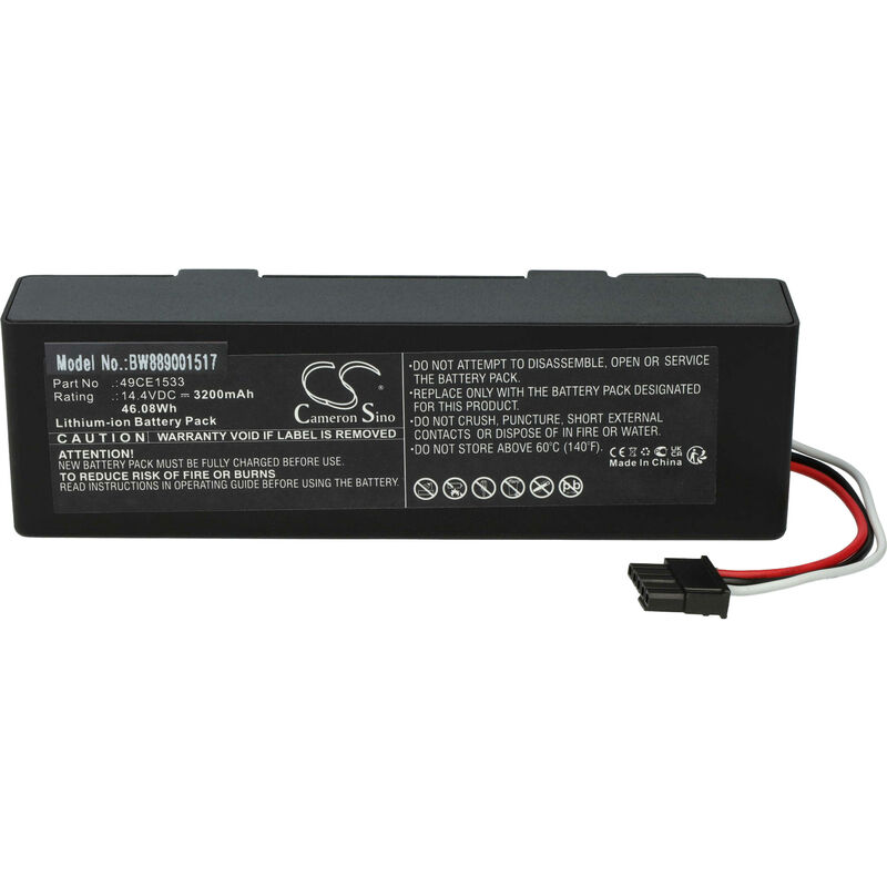 EXTENSILO Batería compatible con Cecotec Conga 1490, 1590, 1390, 1290 robot  limpieza (3200 mAh, 14,4 V, Li-Ion)