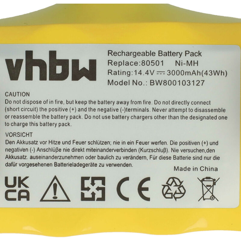 Vhbw Batería compatible con iRobot Roomba 620, 625, 630, 650 robot  aspirador, robot doméstico (3000 mAh, 14,4 V, NiMH)