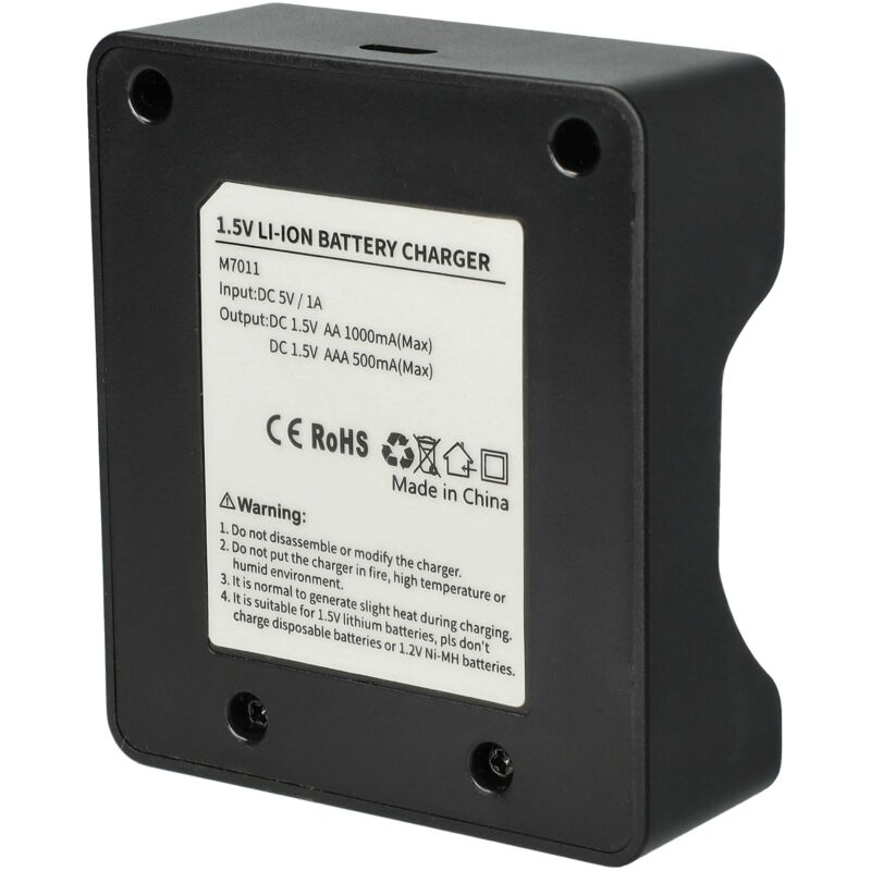 vhbw Cargador universal para baterías Li-Ion NiMh 3.6-7.4V, AA, AAA, incl.  conexión USB y cable cargador de 12V, por ej. para móvil, smartphone
