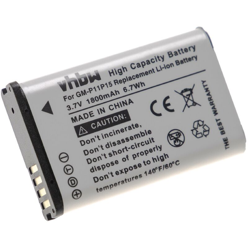 vhbw batería 1800mAh (3.7V) para Navi GPS GARMIN Alpha 100, Montana 600, 600T, 600t Camo, 650, 650T, Monterra por 010-11599-00, 010-11654-03, etc.