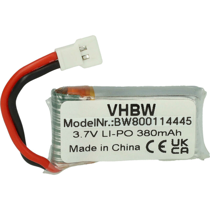 vhbw Batería reemplaza Carrera 370410144 para dron, multicóptero, cuadricóptero (380 mAh, 3,7 V, Li-poli)