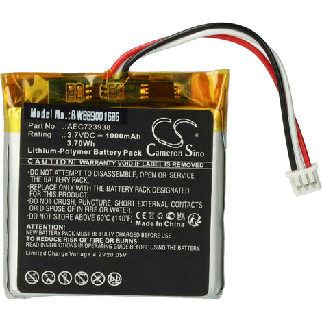 vhbw Batería reemplaza Bang & Olufsen AEC723938 para auriculares inalámbricos, cascos (1000 mAh, 3,7 V, Li-poli) (1/5)