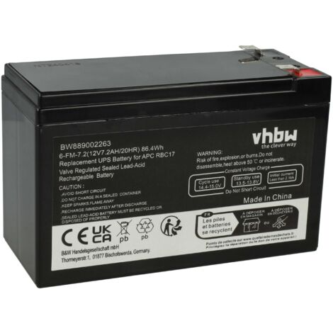 vhbw 1x batería compatible con APC DL725VT, DL650T, BP700UC, BN600 USV (7,2 Ah, 12 V, AGM) (1/5)