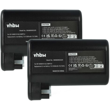 vhbw 2x batería compatible con Electrolux ERV5210IW, ERV5100TG, 900942300, ERV5100IW, 900942337 robot limpieza (2600 mAh, 7,2 V, Li-Ion) (1/5)