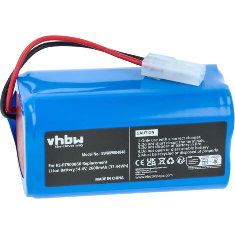 vhbw Batería compatible con Rowenta Smart Force Essential, Essential Aqua robot limpieza (2600 mAh, 14,4 V, Li-Ion, sin carcasa)