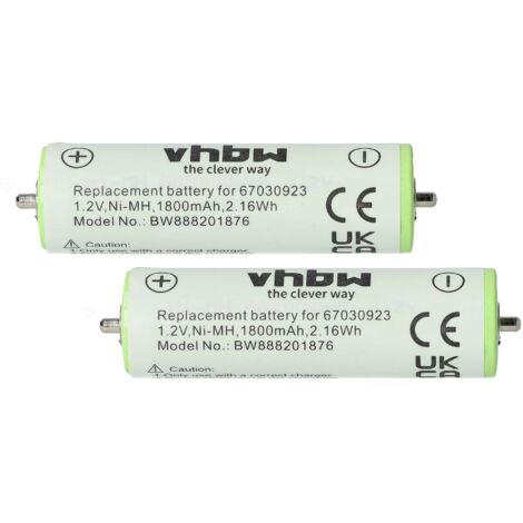 vhbw 2x batería compatible con Braun Series 1, Series 3, SmartControl máquinas de afeitar, cortapelo (1800 mAh, 1,2 V, NiMH)